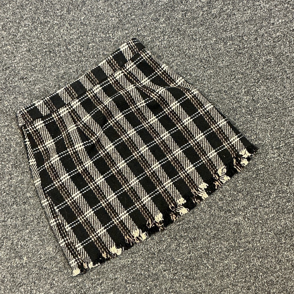 Sage Black and Cream Plaid Mini Skirt